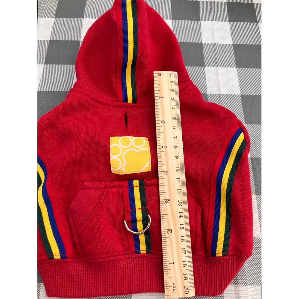 Fashion Pet Dog Hoodie XS Red Striped Sporty Fleece Sweatshirt 522RXS - Picture 4 of 13